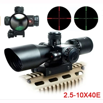 ZIYOUHU Mil-Dot Тактический Охотничий прицел с лазерной подсветкой, 20 мм Рейлинговые крепления, 2,5-10x40-кратный зум
