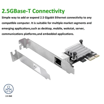 Адаптер Гигабитной сетевой карты PCIEx1 2,5G с 1 Портом 2500 Мбит/с PCIe 2,5 Гб Ethernet-карта RJ45 LAN Controller Card