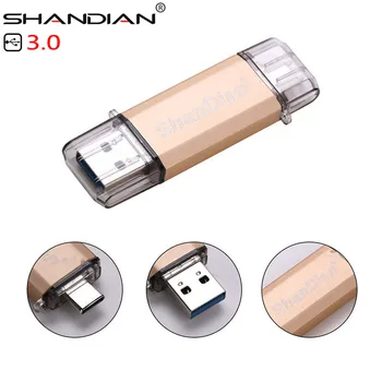 Акции SHANDIAN USB 3.0 Type-C 3.1 OTG 32 ГБ 64 ГБ Внешний накопитель memory stick 16 ГБ 64 ГБ Мобильный компьютер USB флэш-накопитель