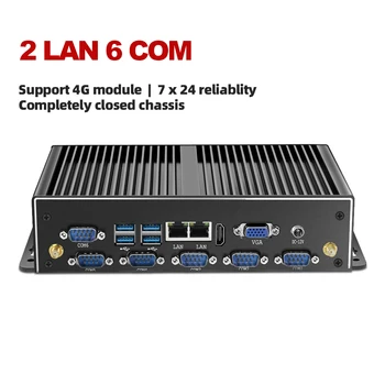 Безвентиляторный Промышленный Мини-ПК С двумя сетевыми адаптерами LAN 6 * COM RS232 RS485 Core i7 5500U i5 4200U Celeron J1900 Mini Computador Windows 10 WiFi