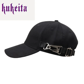 Бейсболка в стиле Киберпанк с металлической пряжкой, черные бейсболки-кепки для мужчин и женщин, модная уличная одежда в стиле унисекс в стиле хип-хоп