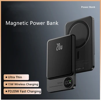 Беспроводной Магнитный банк питания 10000 мАч, 22,5 Вт, быстрое зарядное устройство для внешнего аккумулятора iPhone 14 Samsung, портативный банк питания