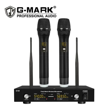 Беспроводной микрофон G-MARK G120 Профессиональный UHF 2-канальный ручной микрофон с металлическим корпусом для караоке-вечеринки, церковной сцены