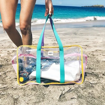 Большая водонепроницаемая пляжная сумка, прозрачная сумка через плечо из ПВХ, сумки для плавания, дорожные сумки для хранения для женщин, Летние сумки и кошельки, Большие пакеты для желе