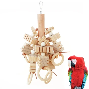 Большая игрушка для попугаев, разрывающая натуральные деревянные Блоки, Игрушка для жевания Птиц, Игрушка для укуса в клетке для попугаев, Защита окружающей среды, Игрушка для попугаев
