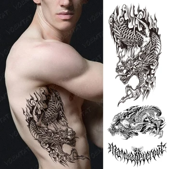 Большая татуировка на груди для мужчин, Летающий дракон, Облачный Зверь, Водонепроницаемая временная татуировка, наклейка на талию, Арт-дизайн на спине, Женские поддельные татуировки