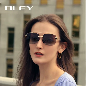 Бренд OLEY, Роскошные Дизайнерские Солнцезащитные очки, Женские Поляризованные Градиентные Солнцезащитные очки в Оправе без оправы, Oculos De Sol Masculino