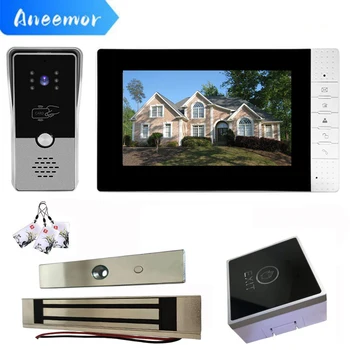 Видеодомофон с электрическим замком RFID Разблокировка, система дистанционного контроля доступа, 7-дюймовый видеодомофон для домашней безопасности