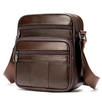 Винтажная кожаная мужская сумка, Кожаные сумки через плечо, мужская сумка через плечо с несколькими карманами, прочная водонепроницаемая сумка на молнии для путешествий, бизнеса
