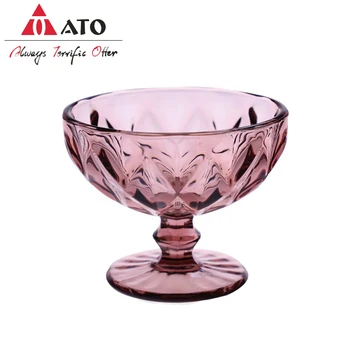 Винтажные стеклянные бокалы нежно-розового цвета, не содержащие свинца, десертные стеклянные стаканчики для мороженого