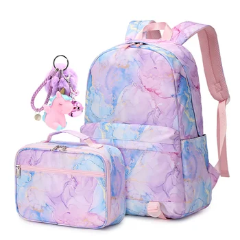 Водостойкий школьный рюкзак для детей, школьная сумка для девочек с коробкой для ланча, набор для книг для начальной средней школы