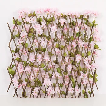 Выдвижной искусственный Садовый забор Украшение вишневыми цветами Цветы для забора Украшение заднего двора Стена для садоводства