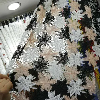 Вышитая Полая Ткань Молочный Шелк Цветы кружевная ткань Водорастворимая французская Ткань шириной 120 см Ткань для вечернего платья 1 ярд