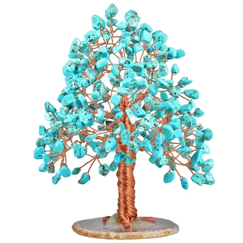 Денежное дерево из натурального хрусталя TUMBEELLUWA с кусочками агата, основа, фигурка Бонсай, декор для богатства и удачи
