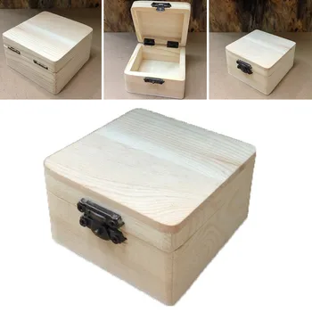 Деревянные подарочные коробки с крышкой, Квадратная Коробка для хранения ювелирных изделий на петлях для дома, коробка для хранения Мелочей, Инструменты