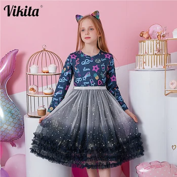 Детское праздничное платье VIKITA для девочек, малышей, Блестящее градиентное платье-пачка Принцессы, Элегантное платье для девочек на День рождения, Выпускной бал для взрослых