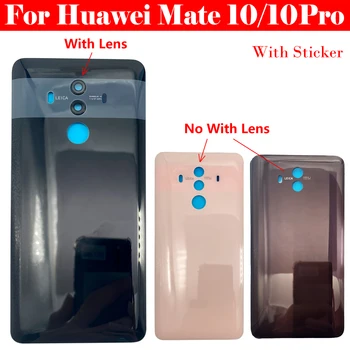 Для Huawei Mate 10 Pro Задняя стеклянная крышка Корпуса задней двери Замена корпуса Mate 10Pro Детали крышки батарейного отсека с объективом и наклейкой