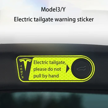 Для Tesla Model Y 3 X SElectric, переключатель крышки багажника, Светоотражающая наклейка с предупреждением и Напоминанием, Автомобильная флуоресцентная наклейка, светящаяся