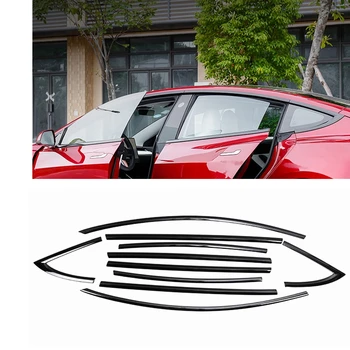Для Tesla Модель 3 2017-2023 Отделка окон автомобиля Титановый Черный Наружный боковой молдинг Прокладка крышки Уплотнительная полоса Декоративная
