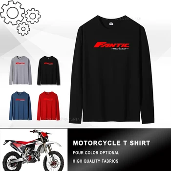 Для футболки Fantic Motor, мотоцикла с круглым вырезом, Новой футболки с длинным рукавом