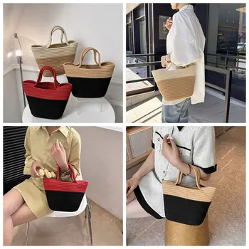 Женская сумка-тоут большой емкости, простая лоскутная сумка в корейском стиле, большая сумка на запястье, плетеная сумка Ins, повседневная