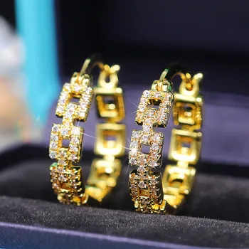 Женские серьги-кольца с геометрическим звеном Huitan, серебряный цвет, золотой цвет, Ушные петли, Повседневное Словосочетание, хип-хоп, вечерние украшения для девочек