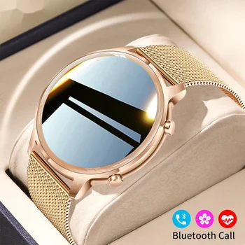 Женские Смарт-часы 2023 AMOLED с металлическим корпусом, браслет для здоровья, Женские часы с Bluetooth-вызовом, Женские умные часы для IOS Android