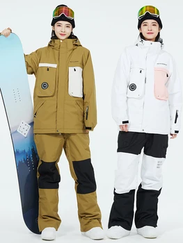 Женский лыжный костюм для зимних видов спорта на открытом воздухе, водонепроницаемый и теплый комбинезон, лыжная куртка и лыжные брюки для катания на лыжах и сноуборде