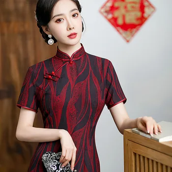 Женское Китайское Традиционное платье С Принтом Чонсам, Весеннее Элегантное Ретро Ципао, Длинные Официальные Платья для Вечеринок, Большие Размеры 5XL, Vestidos