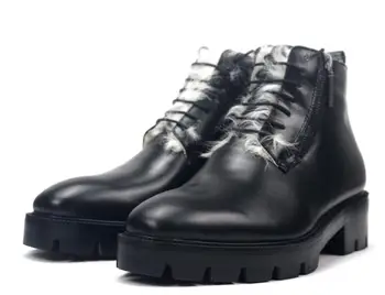 Зимние ботильоны с высоким берцем, модные ботинки из натуральной кожи на шнуровке, мужские черные ботинки на платформе с увеличенным носком