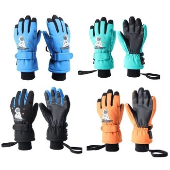 Зимние теплые перчатки для детей, лыжные перчатки, нескользящие водонепроницаемые перчатки для сноуборда