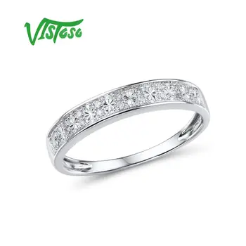 Золотые кольца VISTOSO Для женщин, кольцо из белого золота 9 К 375, Сверкающий бриллиант, Обручальные кольца, Юбилейные изысканные ювелирные изделия