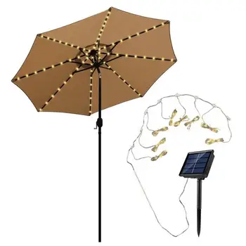 Зонт для патио с солнечной светодиодной подсветкой, Водостойкий Солнечный зонт с 8 режимами освещения, Пляжный зонт для террасы, украшение для сада