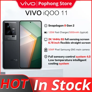 Игровой Мобильный телефон VIVO iQOO 11 5G с 678 дюймовым Экраном E6 144 Гц Snapdragon 8 Gen 2 Восьмиядерный 120 Вт VOOC FlashCharge NFC