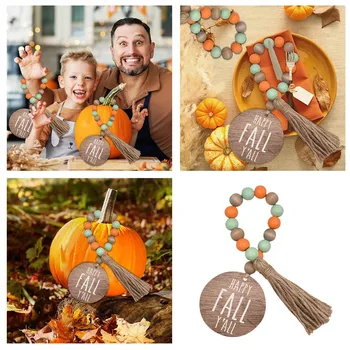 Кисточка на День Благодарения, вышитая бисером, Осенняя Креативная Гирлянда из деревянных бусин, украшение лотка 