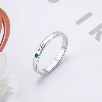 Кольцо серебряного цвета для женщин, кольцо с персонализированным камнем, Модные украшения, Уникальный подарок на годовщину