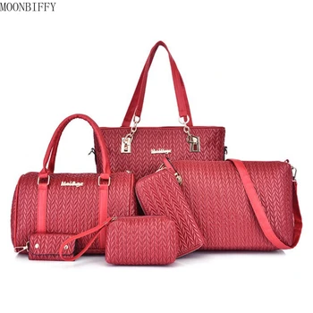 Комплект из 6 женских сумок, Модная женская сумка из искусственной кожи, Дизайнерская сумка-Мессенджер, сумки-кошельки 2022