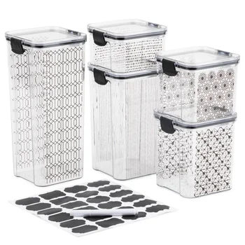 Контейнеры для хранения продуктов с защелкивающимся замком, набор из 5, 10 штук, черные коробки для еды