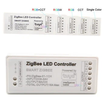 Контроллер светодиодной ленты Zigbee RGB Tuya 1CH 2CH 3CH 4CH 5CH Диммер Для 5V ~ 24V 12V Одноцветной/CCT/RGB/RGBW/RGB + CCT световой ленты