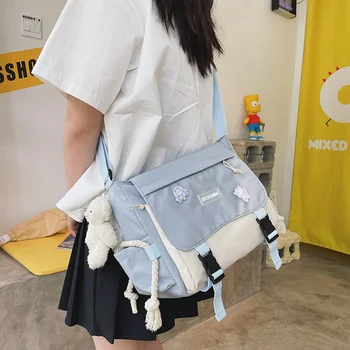 Корейская повседневная Большая сумка, студенческие школьные сумки для девочек-подростков, сумка-мессенджер, сумка через плечо, женские сумки через плечо