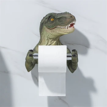 Коробка для салфеток с динозавром из смолы, Водонепроницаемый держатель для полотенец, Современный держатель для бумажных полотенец, Аксессуар для ванной комнаты без перфорации