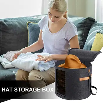 Коробка для хранения шляп Регулируемый плечевой ремень Складная дорожная сумка с крышкой на молнии Круглая всплывающая коробка для шляпы Одежды аксессуаров для дома