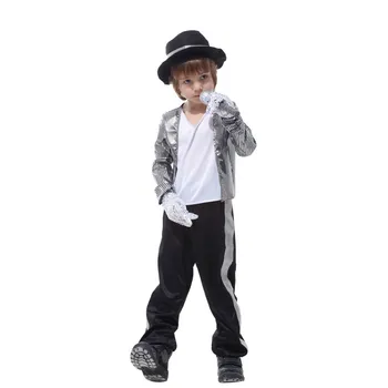 Костюм суперзвезды Майкла Джексона для мальчиков, косплей Майкла Джексона на Хэллоуин, униформа певца для танцев