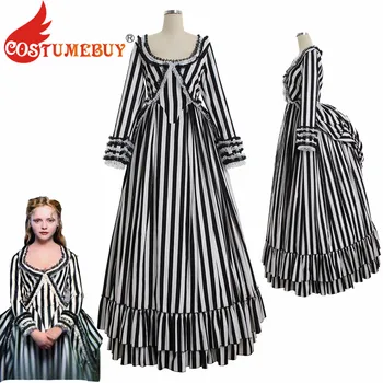 Костюмкупить черно-белое полосатое платье Средневековых женщин в полоску, нарядное вечернее платье L920