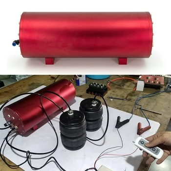 Красный Воздушный бак объемом 1,6 Галлона, Встроенный Электромагнитный клапан 12 В с дистанционным управлением, Встроенная Простая система подвески Air Ride 0-200 Фунтов на квадратный дюйм