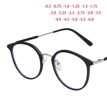 Круглая оправа TR90, Суперлегкие очки с прозрачными линзами, очки для Ботаников при Близорукости, степень от -0,5 -1,0 -2,0 -3,0 -4,0 до -6,0