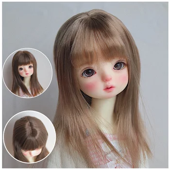 Кукольный парик BJD подходит для волос средней длины длиной до плеч 1/4 1/6 размера, искусственные волосы, аксессуары для кукол из молочного шелка