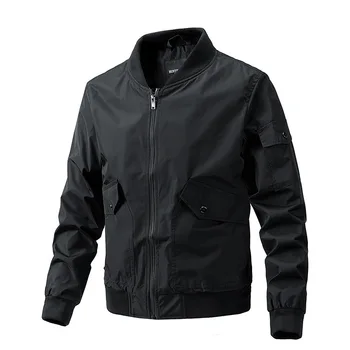 Куртка-бомбер Мужская Военная тактическая куртка на молнии с длинным рукавом, весенне-осенний тренч, мотоциклетная куртка, тонкие пальто-стойка