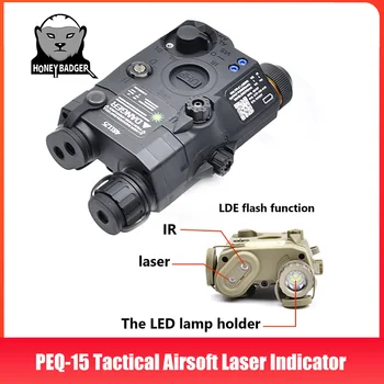 Лазерный индикатор PEQ 15, высокая мощность, Зеленый ИК-лазерный фонарик, стробоскоп, подходит для 20 мм Пикатинни, Охотничий батарейный отсек