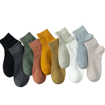 Летние мужские Сетчатые дышащие носки из тонкой ткани с короткими рукавами, однотонные Хлопчатобумажные носки 5 пар
